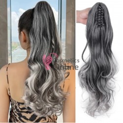 Extensie de par coada ondulata cu cleste 55 cm Brunet cu Cenusiu Ombre Cod 52101T0906#